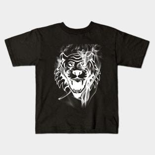 White Flame Tiger Kids T-Shirt